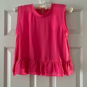 Rebecca Minkoff bright pink ruffle crop tank size XS